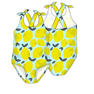 swimsuit with lemons print