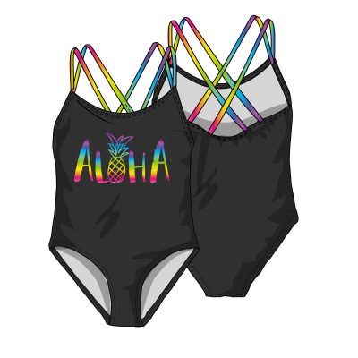 strappy swimsuit with gradient print