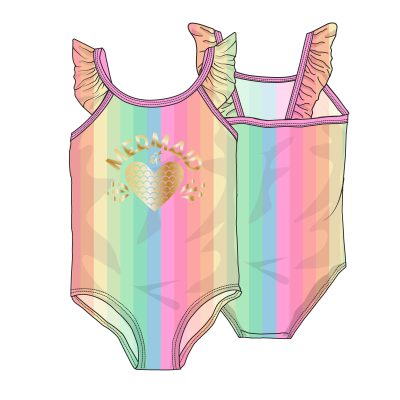 stripe swimsuit with foil print