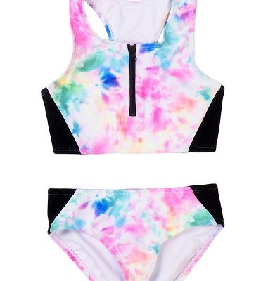 girls multi 2pc panel detail bikini SWIMWEAR