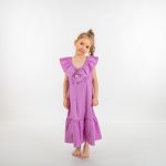 DRESS LONG POPLIN WITH RAFFLES