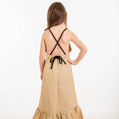 DRESS LONG LINEN 'X' DETAIL