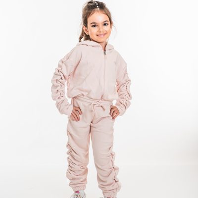 2PCS SET CARDIGAN AND PANT WITH  RUCHED DETAIL