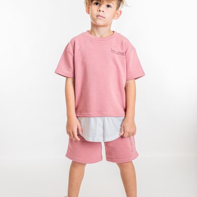 2PCS SET TOP WITH SHIRT DETAILS AND SHORT