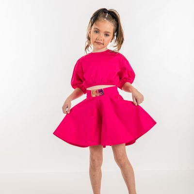 2PCS SET POPLIN CROP TOP AND ZIP SHORT