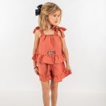 2PCS SET LINEN RUFFLE TOP AND SHORT