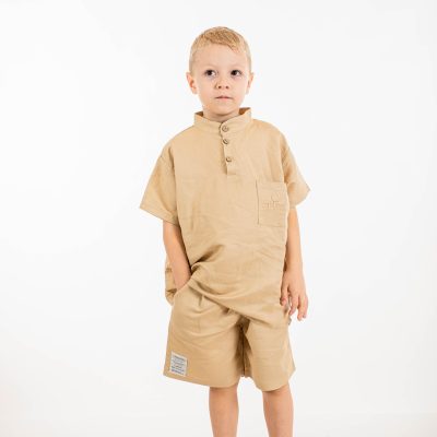 2PCS SET LINEN MAO SHIRT AND SHORT