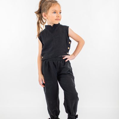 2PCS SET LINEN SLEEVLESS TOP AND PANT