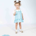 3PCS  MUSLIN AND COTTON  DRESS  WITH MUSLIN HAT